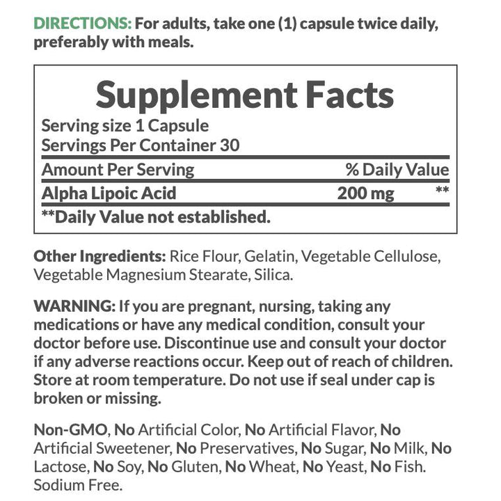 Nature's Bounty Alpha Lipoic Acid 200 mg 30 Capsules