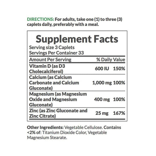 Nature's Bounty Calcium Magnesium Zinc 100 Coated Caplets