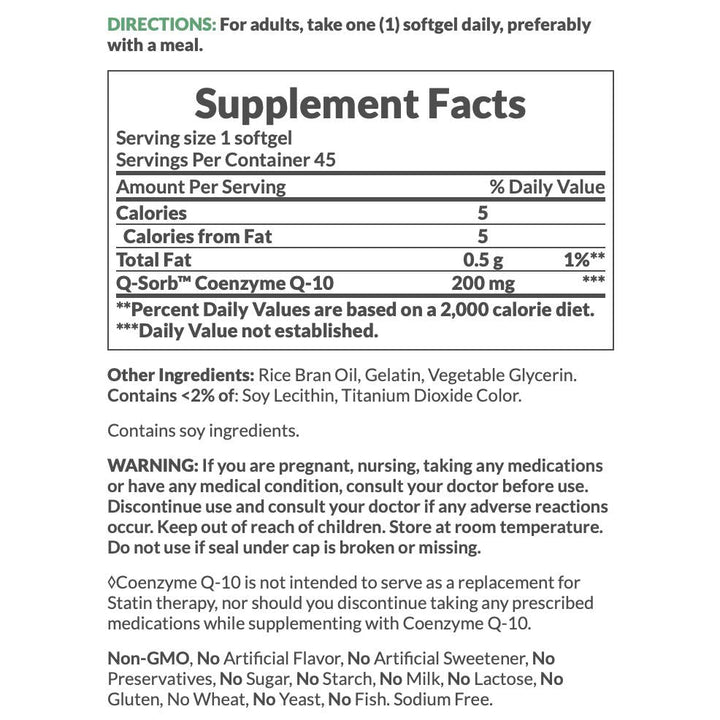 Nature's Bounty CoQ-10 200mg 45 Rapid Release Softgels