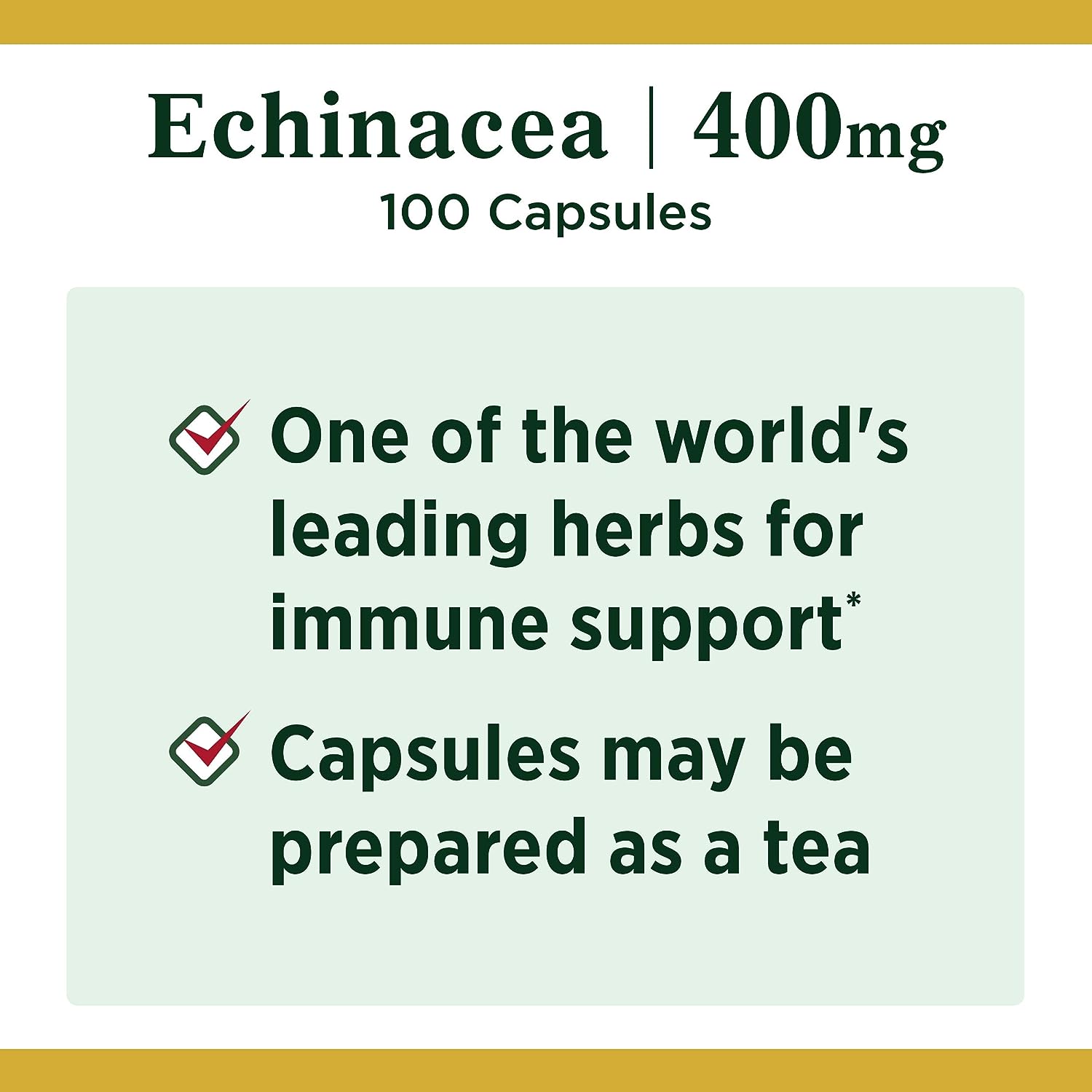 Nature’s Bounty Echinacea 400 mg, 100 Capsules