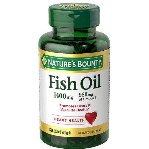 Nature's Bounty Fish Oil 1400mg Odor-Less 980mg Omega-3 39 Coated Softgels