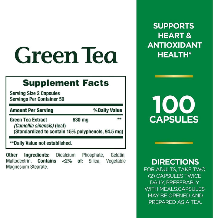 Nature's Bounty Green Tea Extract 100 Capsules