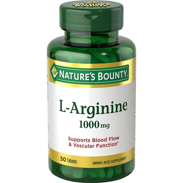 Nature's Bounty L-Arginine Supports Blood Flow and Vascular Function 1000 mg 50 Tablets