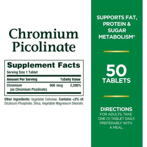 نيتشرز باونتي ميغا كروميوم بيكولينات 800 مكجم – 50 قرص