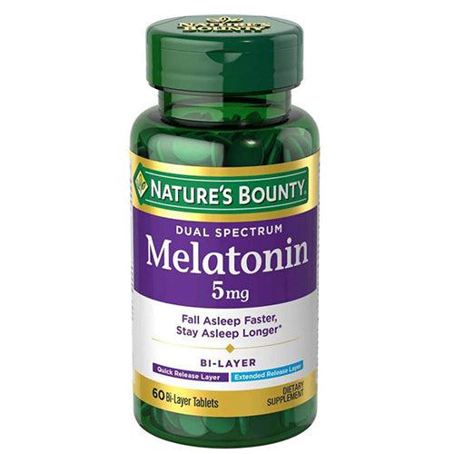 Nature's Bounty Melatonin 5mg Dual Spectrum 60 Bi-Layer Tablets