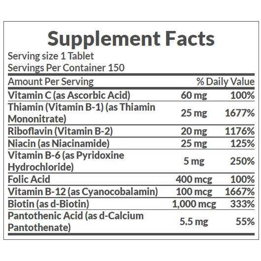 Nature's Bounty Super B-Complex with Folic Acid Plus Vitamin C 150 Coated Tablets