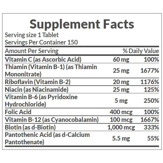 Nature's Bounty Super B-Complex with Folic Acid Plus Vitamin C 150 Coated Tablets