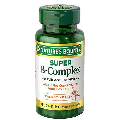 Nature's Bounty Super B-Complex with Folic Acid Plus Vitamin C 150 Coated Tablets