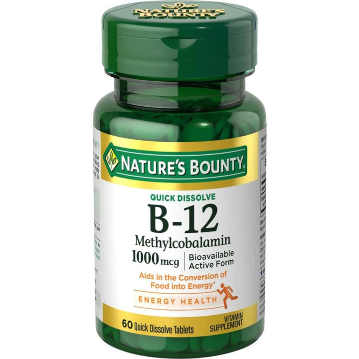 Nature's Bounty Vitamin B12 Methylcobalamin 1000mcg 60 Quick Dissolve Tablets