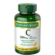 Nature's Bounty Vitamin C 500mg with Rose Hips 90 Chewable Tablets