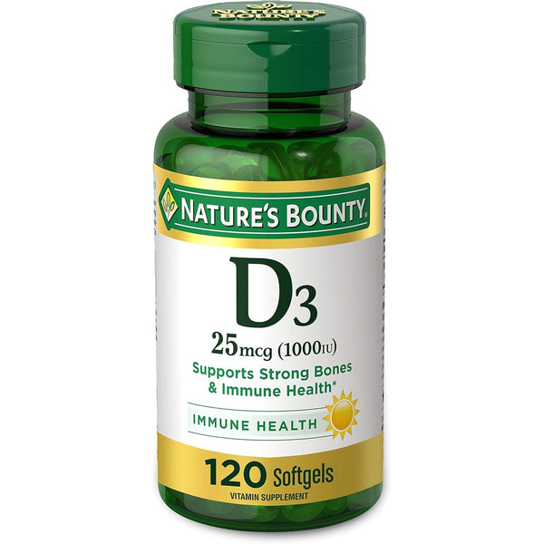 Nature's Bounty Vitamin D3 1000 IU for Bone & Immune Support 120 Softgels