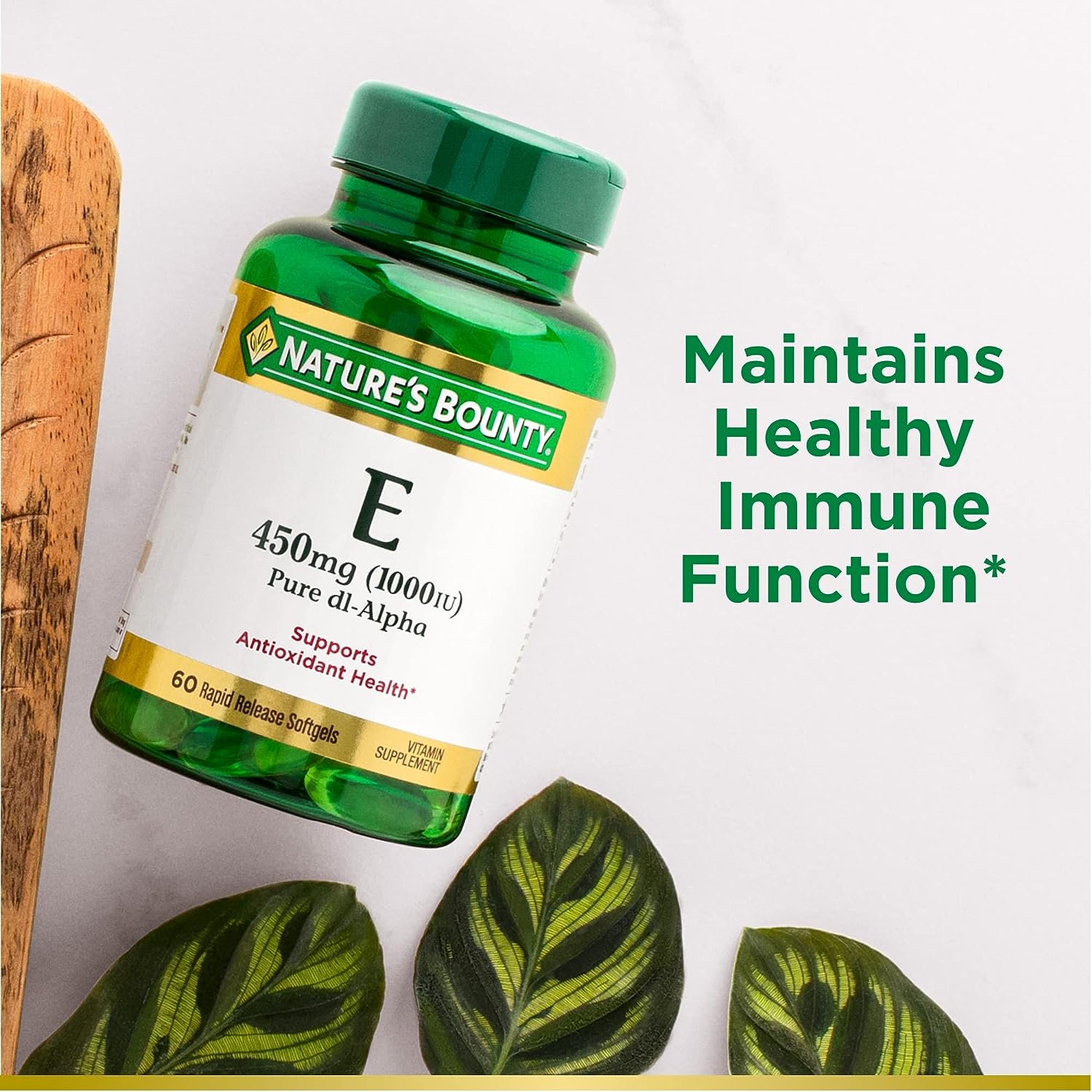Nature’s Bounty Vitamin E 1000 IU Softgels, Supports Antioxidant Health & Immune System, 60 Softgels