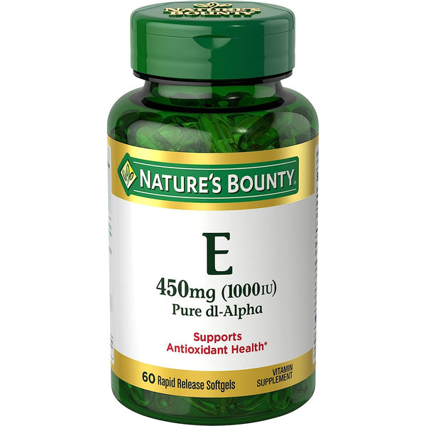 Nature’s Bounty Vitamin E 1000 IU Softgels, Supports Antioxidant Health & Immune System, 60 Softgels