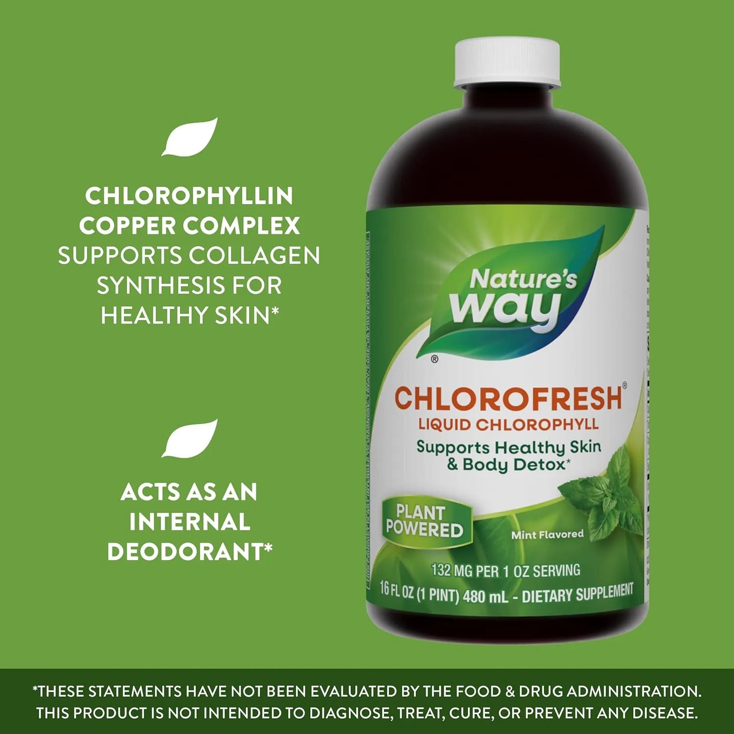 Nature's Way Chlorofresh Liquid Chlorophyll Mint flavor 480 ml