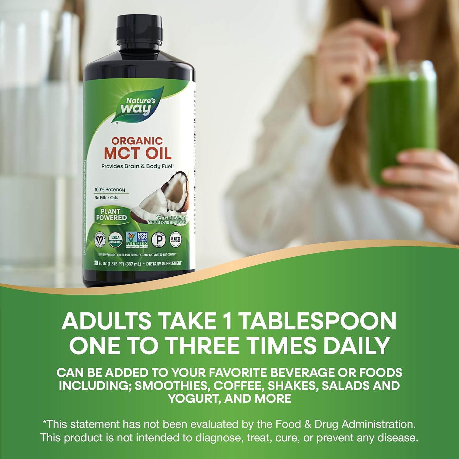 Nature's Way Organic MCT Oil from Coconut - Keto and Paleo Certified 887ml