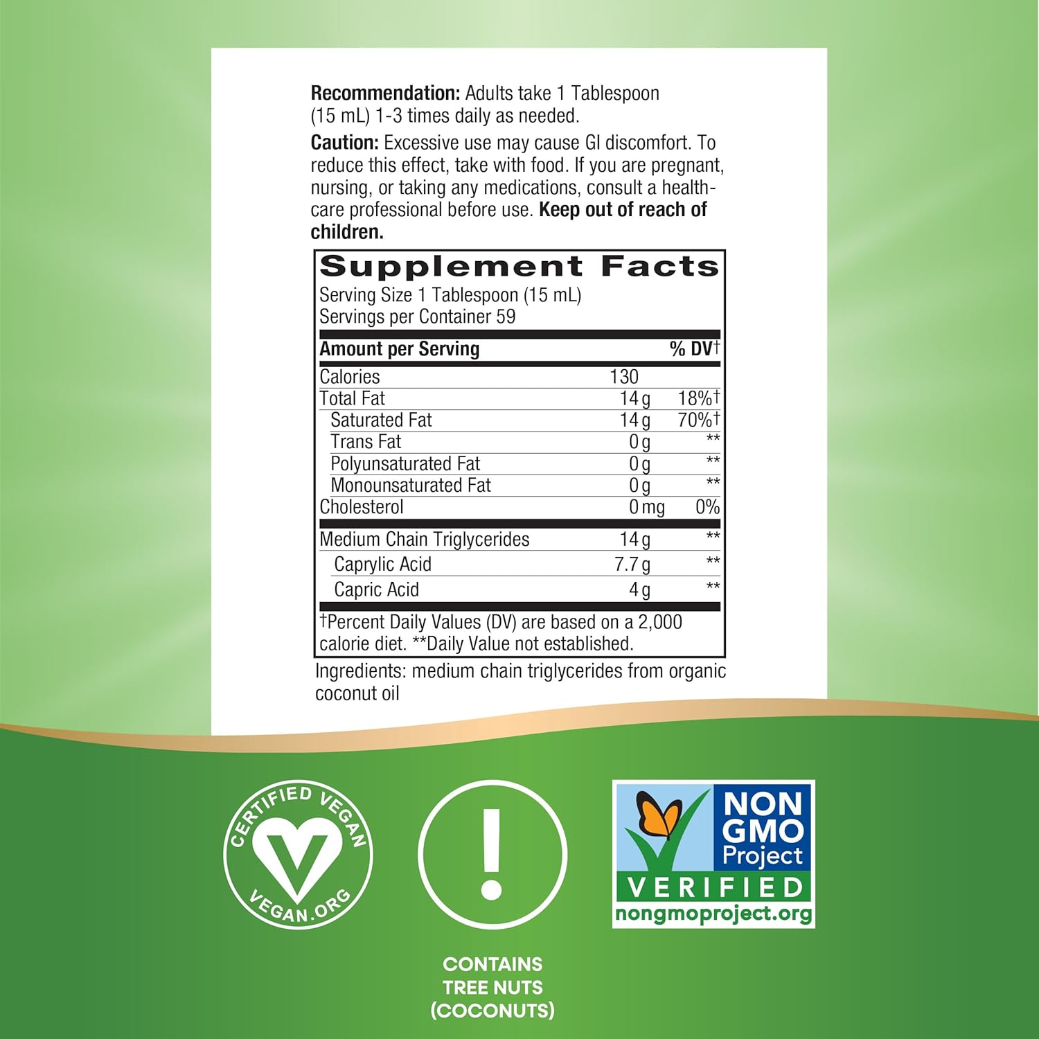 Nature's Way Organic MCT Oil from Coconut - Keto and Paleo Certified 887ml