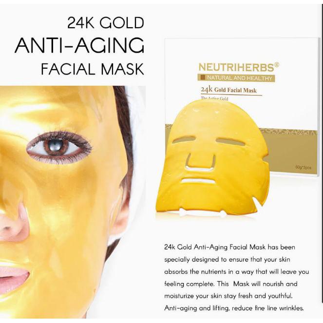 Neutriherbs Brand THE ACTIVE GOLD Skin Care 24K Gold Facial Mask 3PCS