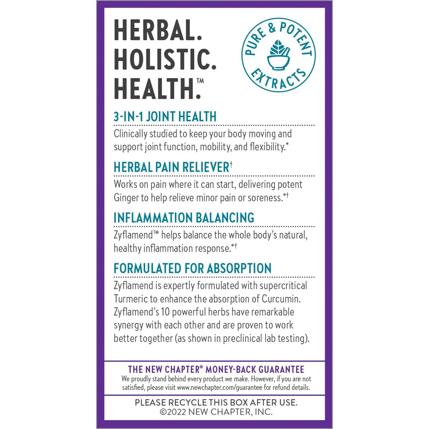 New Chapter Zyflamend Joint Support 10-in-1 Superfood Blend with Ginger & Turmeric for Healthy Inflammation Response & Herbal Pain Relief 120 Vegetarian Capsules