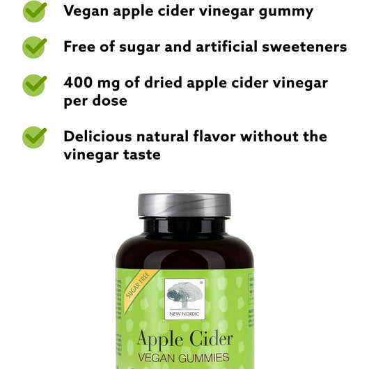 New Nordic Apple Cider Gummies Vegan Sugar Free 60 pcs