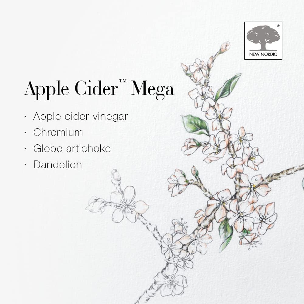 New Nordic Apple Cider Vinegar Digestion - 1000 mg ACV with The Mother 30 Mega Strength Vegan Tablets