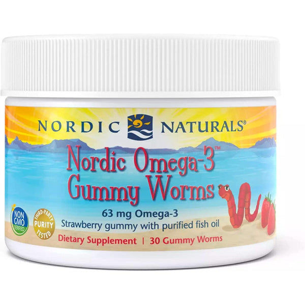 Nordic Naturals Nordic Omega 3 Gummy Worms For Children 2 years and above Strawberry 30 Gummy Worms