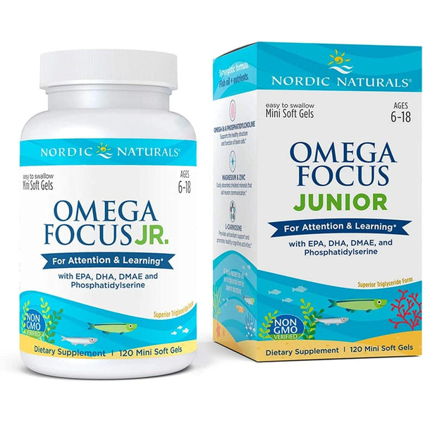 Nordic Naturals Omega Focus Junior For Attention & Learning For 6 to 18 years 120 Mini Softgels