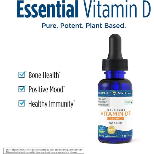 Nordic Naturals Plant-Based Vegan Vitamin D3 Non-GMO Liquid 30ml