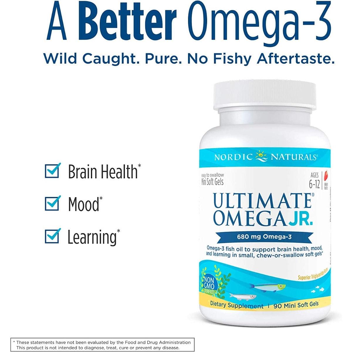 Nordic Naturals Ultimate Omega Junior 680mg Omega-3 with EPA & DHA Strawberry 90 Mini Soft Gels