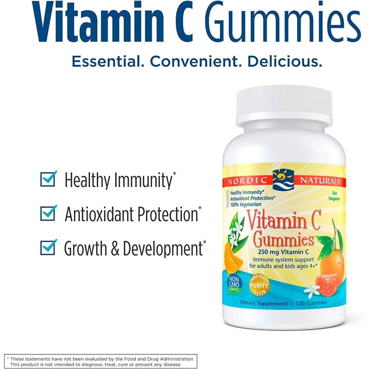 Nordic Naturals Vitamin C Gummies Non-GMO 120 Gummies For Adults and Kids Ages 4+