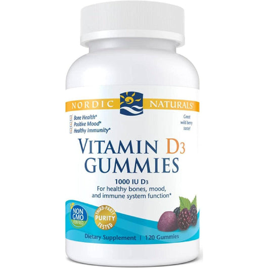 Nordic Naturals Vitamin D3 Gummies Wild Berry 1000 IU Vitamin D3 Great Taste 120 Gummies