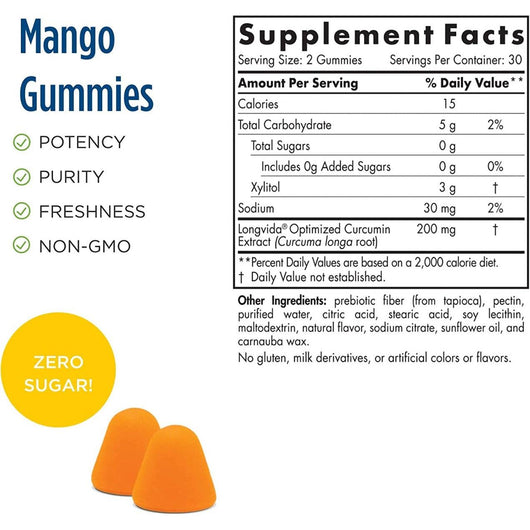 Nordic Naturals Zero Sugar Curcumin Gummies Non-GMO 60 Gummies