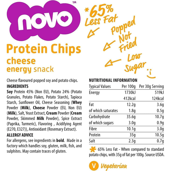 Novo Nutrition Protein Chips Healthy Savoury Snack with High Protein 30g - Cheese Flavour