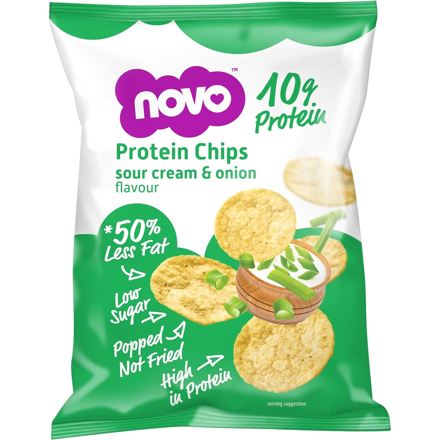 Novo Nutrition Protein Chips Healthy Savoury Snack with High Protein 30g - Sour Cream & Onion
