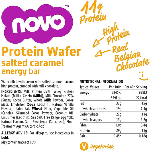 Novo Protein Wafer Salted Caramel With No Added Sugar 40g