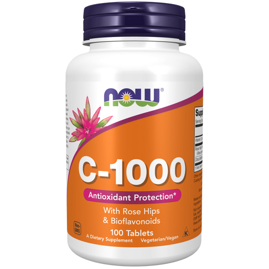 Now C-1000 Vitamin C 1000mg with Rose Hips & Bioflavonoids 100 Vegan Tablets