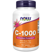Now C-1000 Vitamin C 1000mg with Rose Hips & Bioflavonoids 100 Vegan Tablets