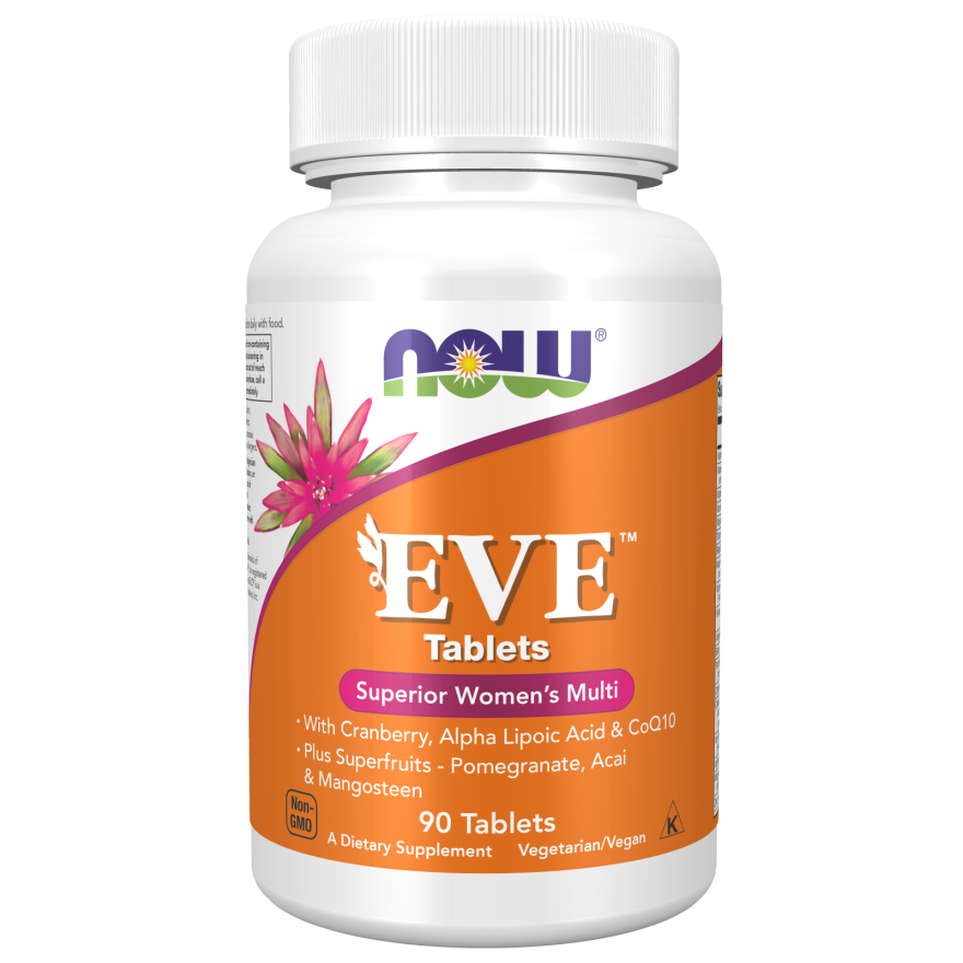 Now Eve Women's Multiple MultiVitamin Tablets with Cranberry, Alpha Lipoic Acid, CoQ10, and Superfruits 90 Vegan Tablets