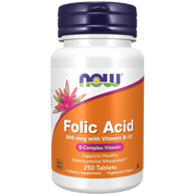 Now Folic Acid 800 mcg with Vitamin B-12 B-Complex Vitamin 250 Vegetarian Tablets