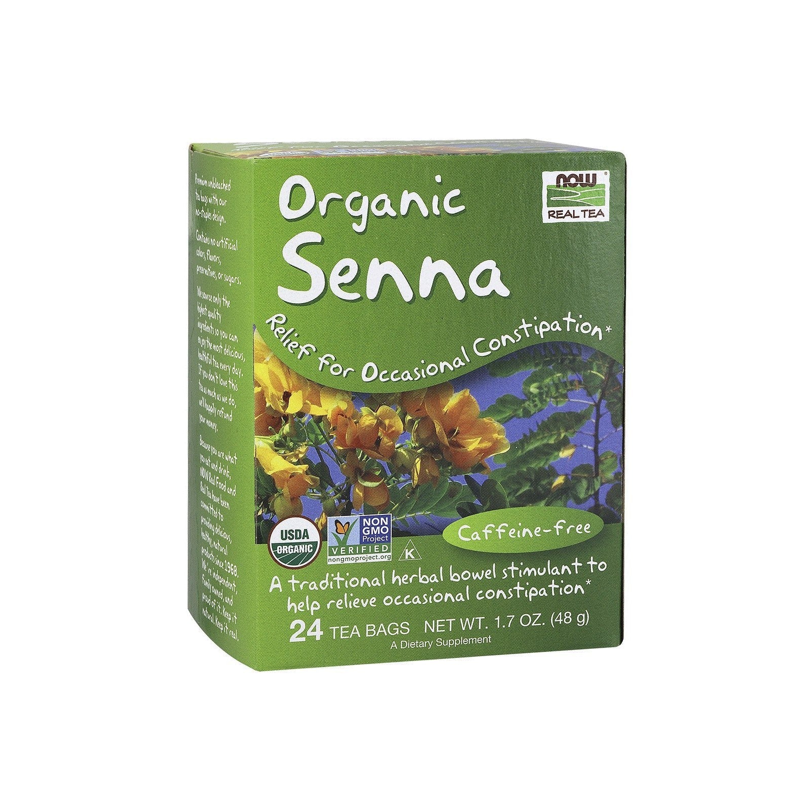 Now Foods Organic Senna Herbal Tea Relief For Occasional Constipation 24 Bags