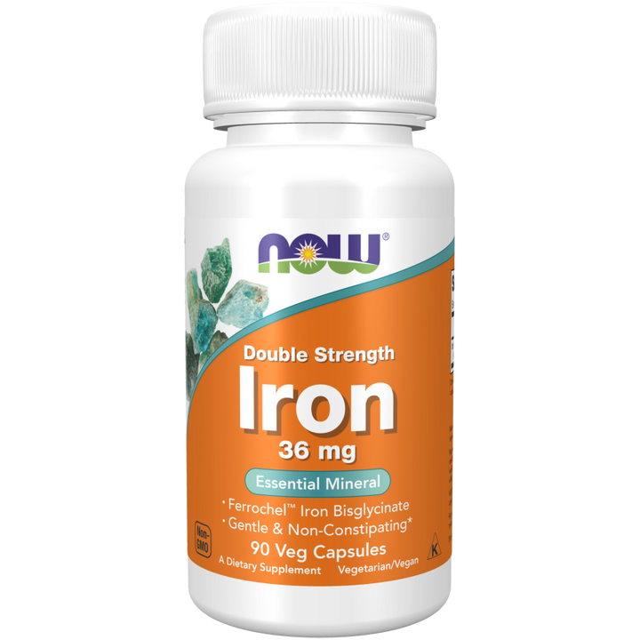 Now Iron 36 mg, Double Strength as Iron Bisglycinate 90 Veg Capsules