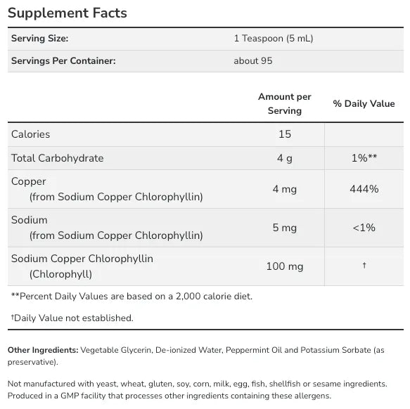 Now Liquid Chlorophyll Super Concentrated Mint Flavor 473ml