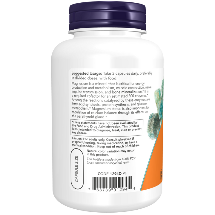 Now Magnesium Citrate 400mg 120 Vegetable Capsules