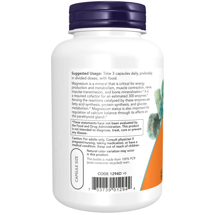 Now Magnesium Citrate 400mg 120 Vegetable Capsules