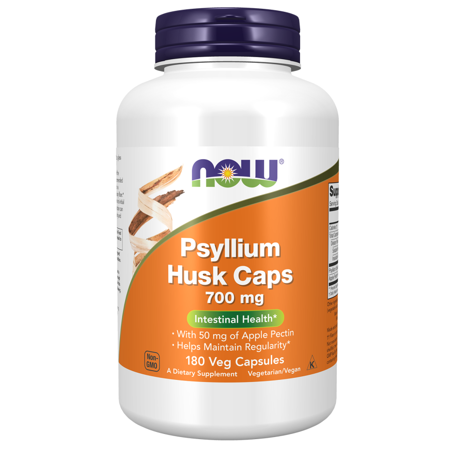 Now Psyllium Husk Capsules 700 mg With 50 mg of Apple Pectin High Fibe ...