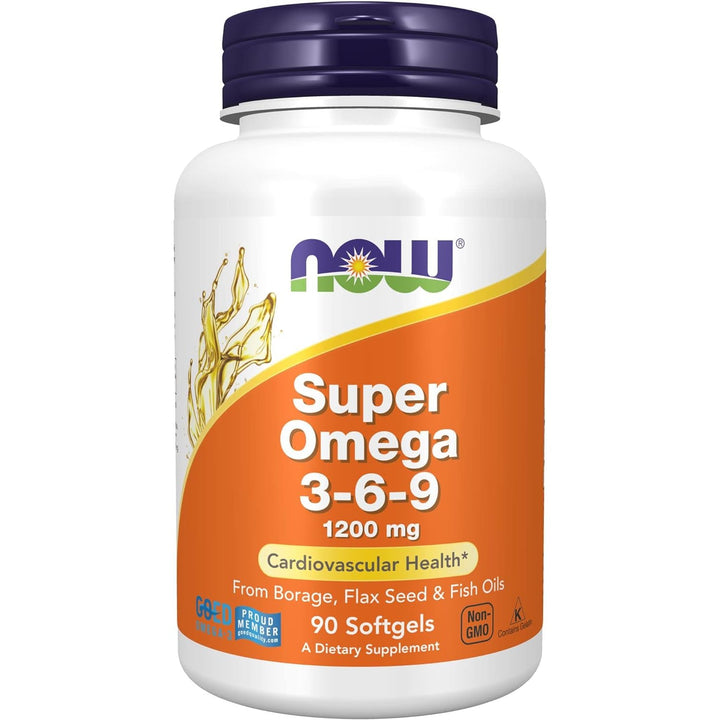 Now Super Omega 3-6-9 1200mg from Borage, Flax Seed and Fish Oil 90 Softgels