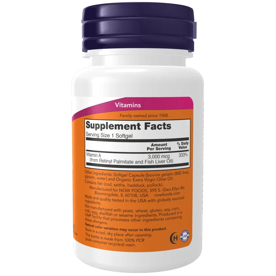 Now Vitamin A 10,000 IU 100 Softgels