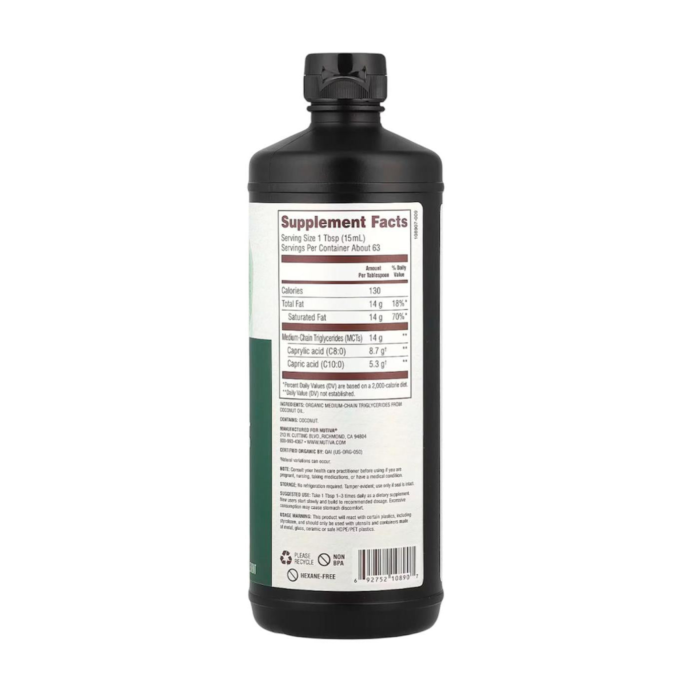 Nutiva Organic Unflavored MCT Oil from Coconut 946ml