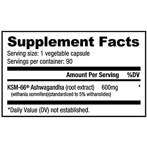 NutraBio Ashwagandha KSM-66 60 Vegetable Capsules