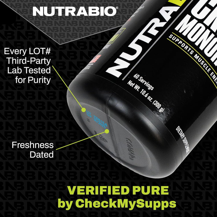 NutraBio BCAA 5000 Powder - Vegan Fermented BCAAs Zero Fat, Sugar, and Carbs 464g 60 Servings - Grape Berry Crush