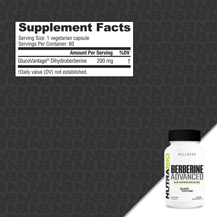 NutraBio Berberine Advanced (200 mg) 60 Vegetarian Capsules